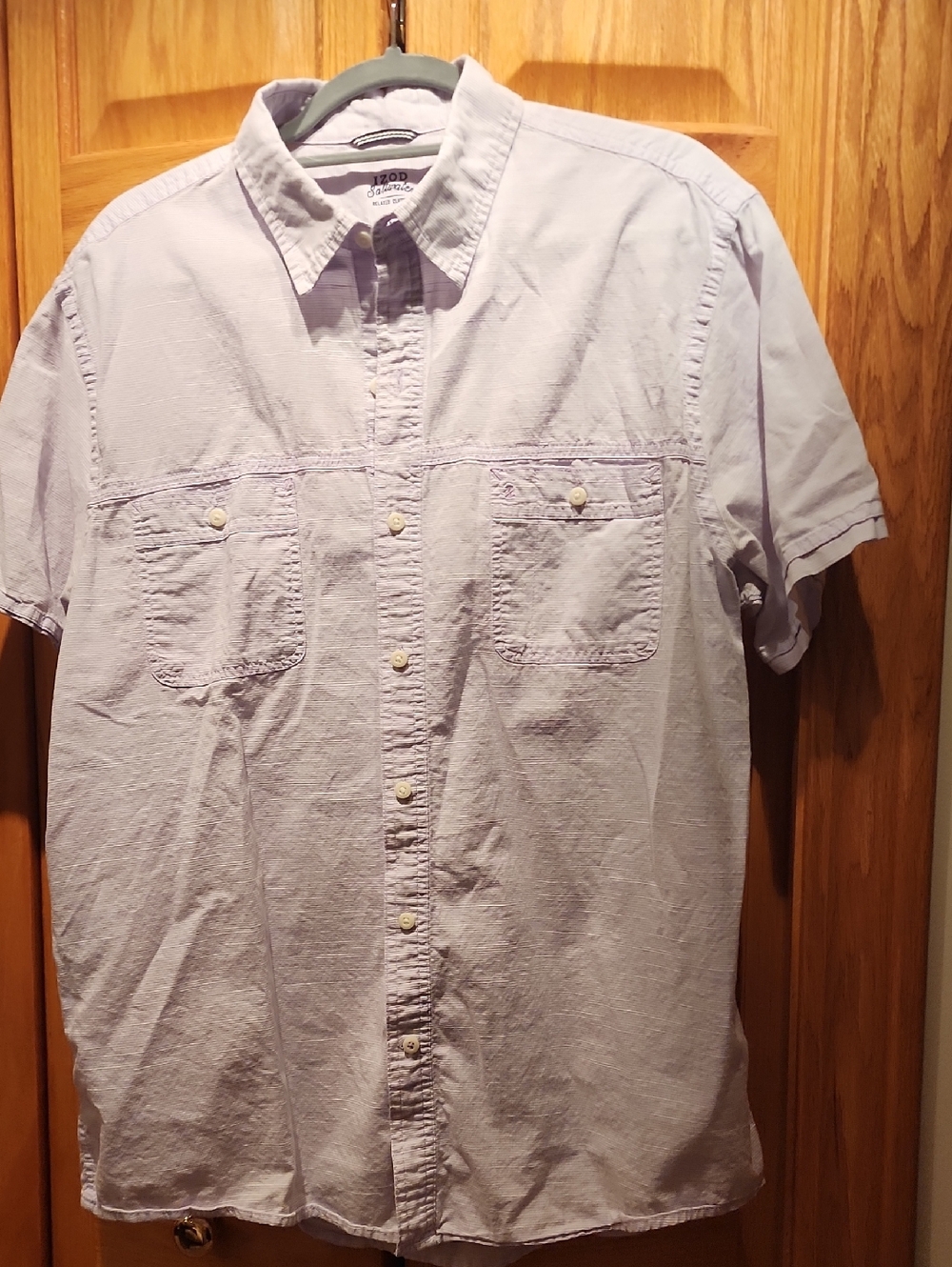 Izod Short-Sleeve Button-Down Shirt in Light Lavender